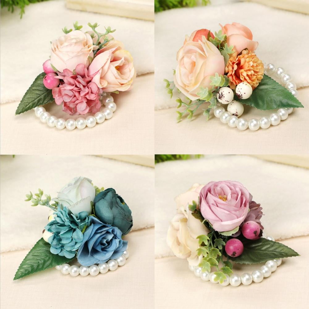  12 Pcs Rose Wrist Corsage Bracelets Wedding Bridal Wrist Flower  Hand Flower Decor Wrist Flower Wristband for Bride Bridesmaid Homecoming  Prom Party Decor (Champagne Stylish) : Home & Kitchen