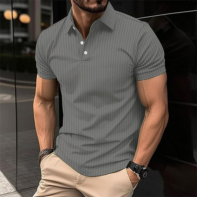 pstuiky camisetas de hombre, Blusa deportiva informal de manga corta con cuello vuelto para hombre camisas casuales para hombre l