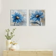thumbnail image 5 of Blue Daisies Oil Painting Framed Wall Art Visual Art Decor | 12"x12" Each (2 Panels) Vibrant Floral Canvas Ready-to-Hang with Inner Frame for Bedroom/Living Room Style Bohemian Home Decor Gift, 5 of 7