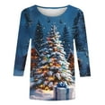 thumbnail image 5 of LEKWK Christmas Clothing Women Xmas Tree Crew Neck 3/4 Sleeve Tops Christmas Outfits for Women Funny Workout Vintage Christmas Shirts for Women, 5 of 5