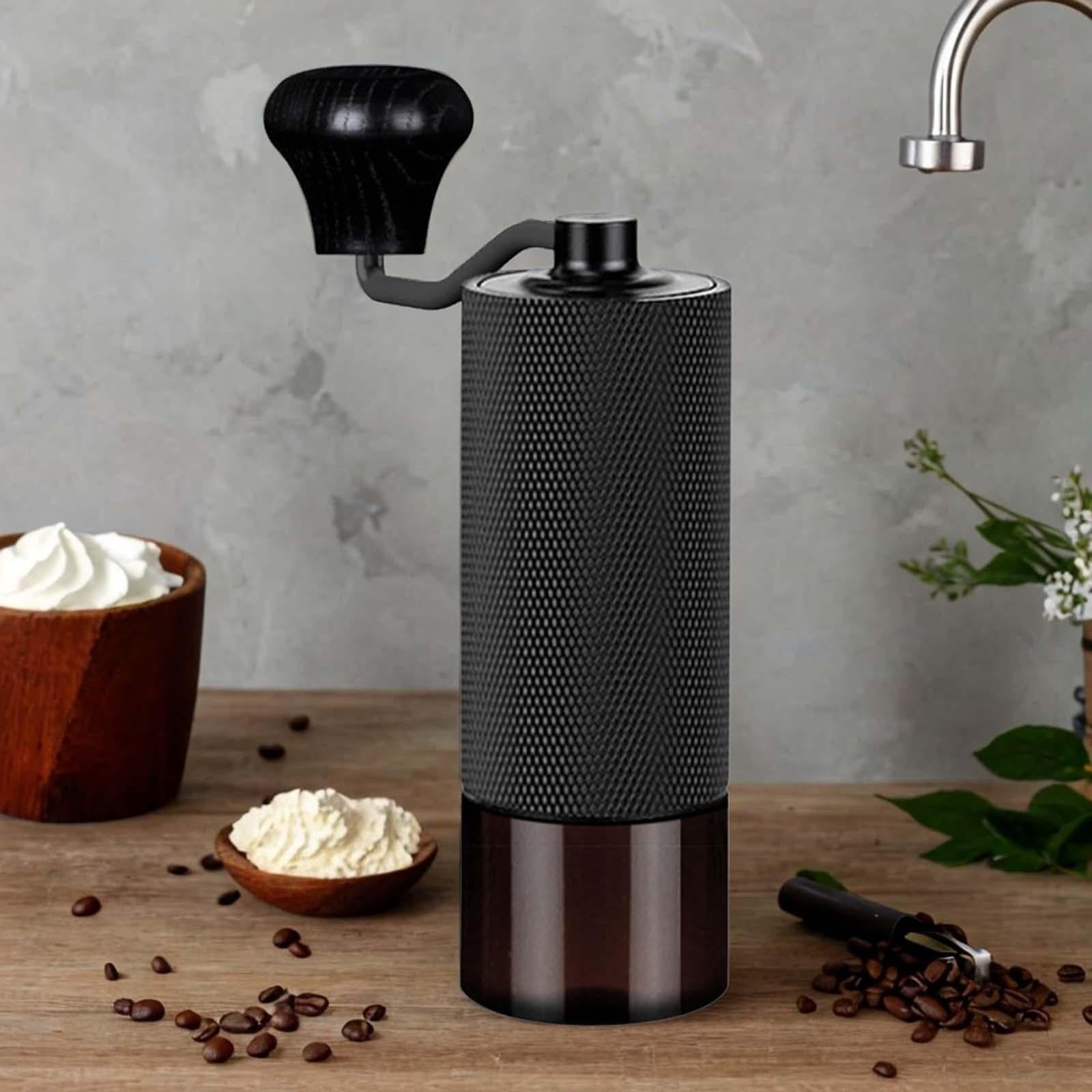 Fiocias Household Manual Coffee Grinder Adjustable Coarseness Settings Hand Crank Coffee Black