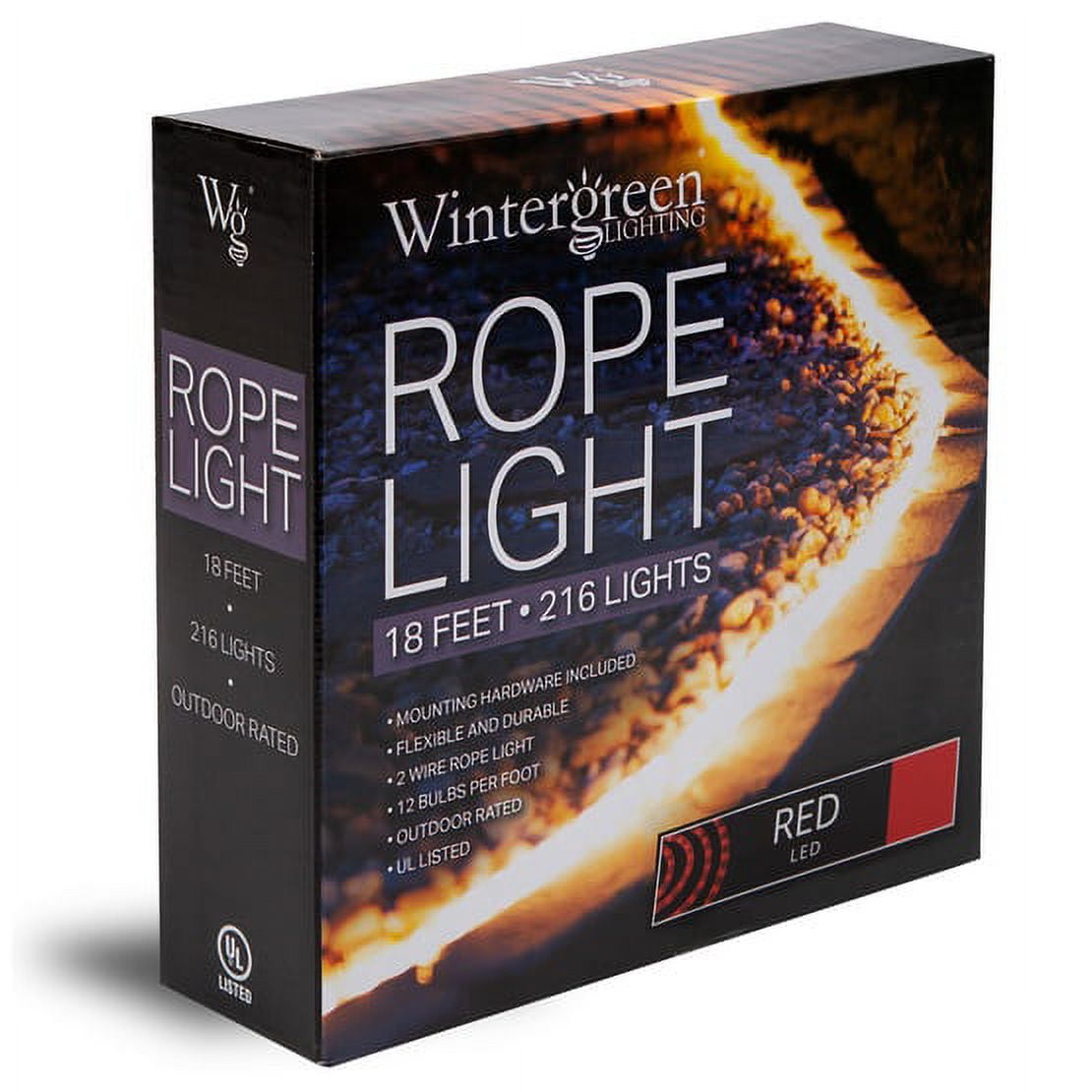 18 ft. LED Red Rope Light Kit, 216 Lights, Ready-to-Install Connectable Christmas Tube Light, Indoor-Outdoor Holiday Decorative Lighting, Mounting Clips Included