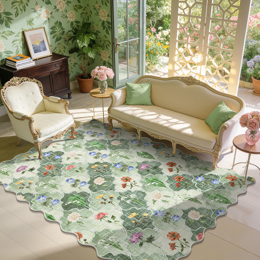 MJIAexp 5x7 Moroccan Floral Area Rug Washable Bedroom Rug Vintage Boho Area Rug Non-Slip Accent Throw Rug Stain Resistant Floor Carpet for Kitchen Entryway Living Room Office Green
