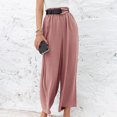 thumbnail image 7 of Womens Wide Leg Pants Casual Loose Yoga Sweatpants Comfy Women Casual Solid Cotton Linen Drawstring Elastic Waist Long Wide Leg Pants, 7 of 7