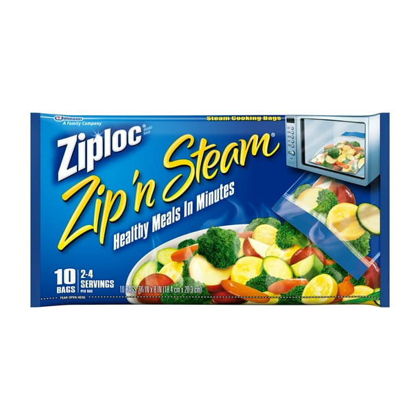 Ziploc Brand Zip 'n Steam Cooking Bags, 10 Count