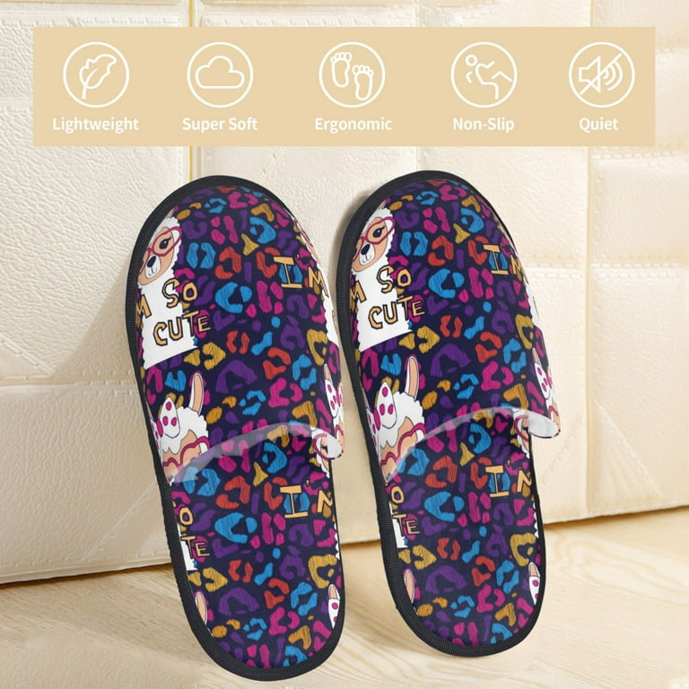 Ocsxa Mens Womens Cozy Memory Foam Scuff Slippers Slip On Warm House Shoes Indoor Outdoor Llama Alpaca Designs Medium