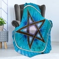 thumbnail image 4 of Pentacle Soft Flannel Fleece Throw Blanket, Interlaced Pentagram Star Framed by Circular Shape on Beam Hand Drawn Pattern, Cozy Plush for Indoor and Outdoor Use, 70" x 90", Multicolor, by Ambesonne, 4 of 5