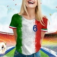 thumbnail image 2 of Afdoent T-Shirts pour Femmes Famille Printemps Été Imprimé Italien Manches Courtes Col Rond Haut Mode Tee, 2 of 5
