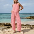 thumbnail image 2 of Htigea Womens Plaid 2 Piece Sets Casual Sleeveless Tank Tops Pants Matching Outfits Summer Loungewear 03 Pink XXL, 2 of 7