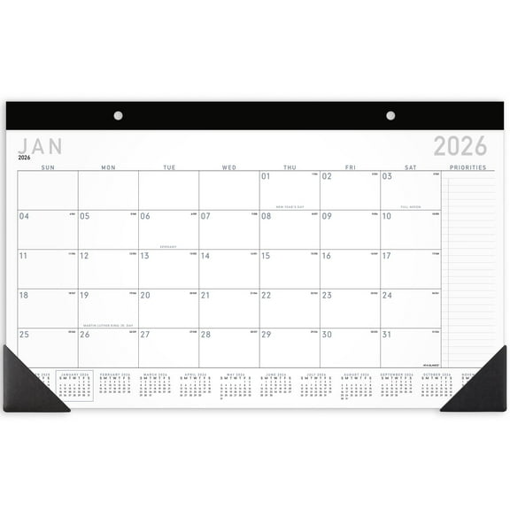 AT-A-GLANCE Contemporary 2026 Monthly Desk Pad Calendar Compact 18 x 11 - Desk