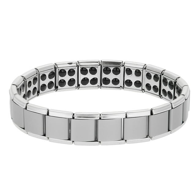 Pulsera de acero de titanio y germanio, joyería curativa para la salud con imán (plata)
