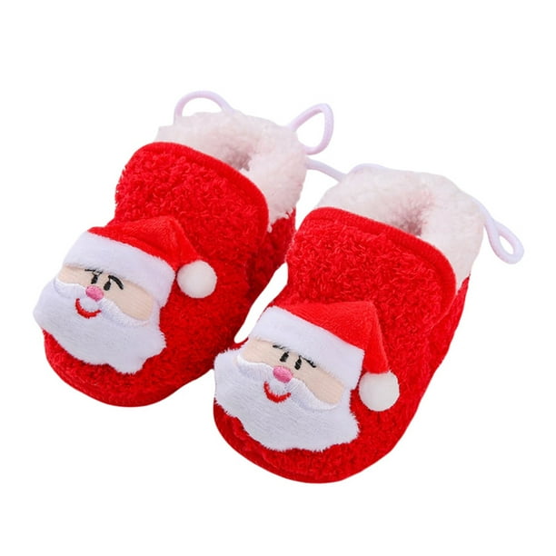 xiaxaixu Baby Christmas Shoes Santa Claus Snowman Elk Soft Sole Non Slip Walking Shoes Flats Toddler Winter Shoes For Girls Boys