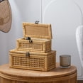 thumbnail image 7 of Rattan Decorative Box, Boho Display Boxes with Lids, Set of 2 Rectangular Wicker Storage Basket, Natural Woven Cane Bins for Home Decor, 7 of 7