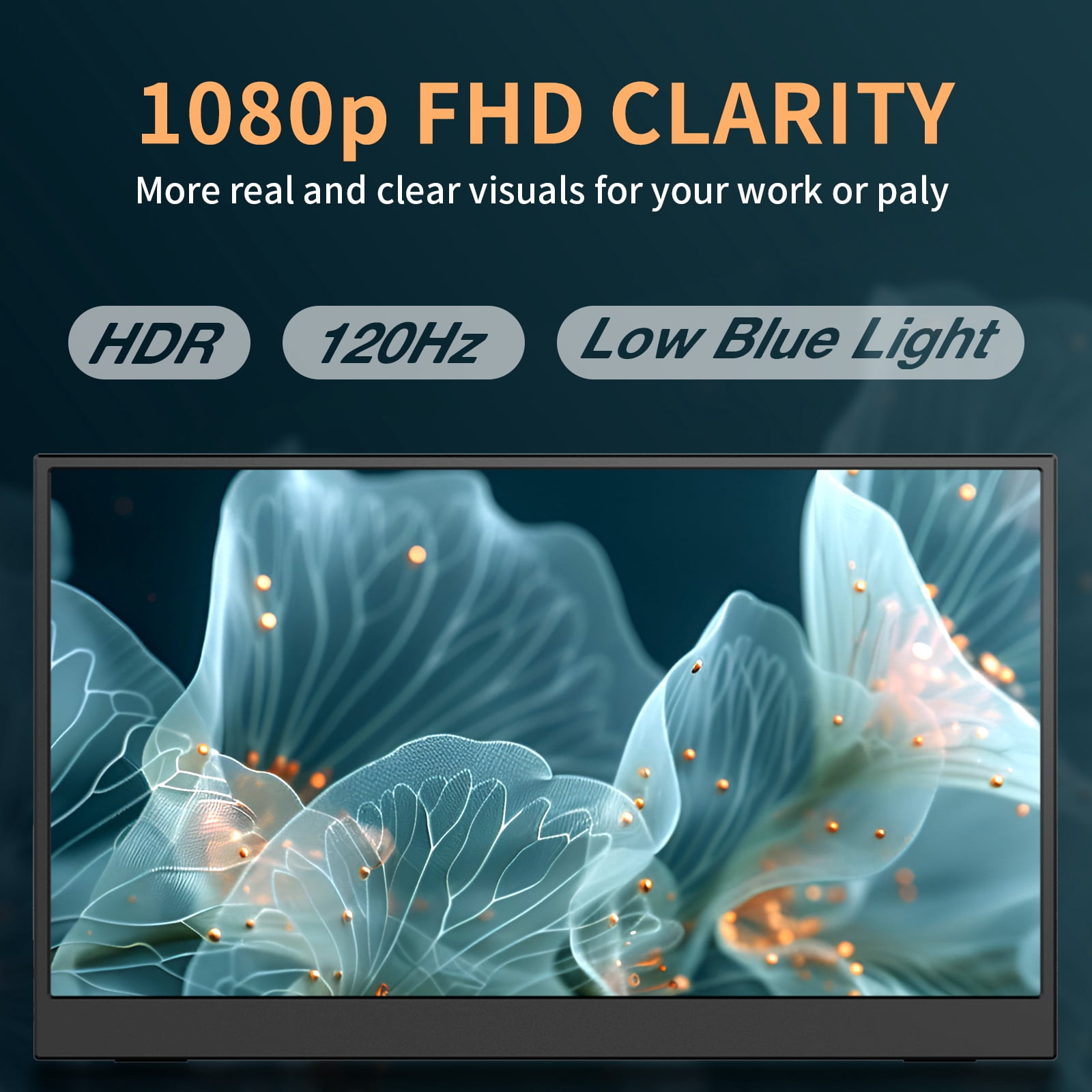 18.5-inch portable monitor, 1080P Full HD IPS gaming screen with 120Hz refresh rate and dual speakers, can be used as a secondary screen (cannot be used independently).