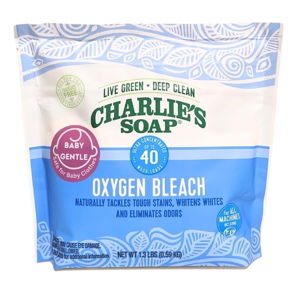 Charlie's Soap Color Safe Chlorine Free Oxygen Bleach Powder Baby Gentle, 1.3 lbs