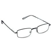 Equate Jordan Value 2-Pack Unisex Rectangular Reading Glasses with Case, Black/Gunmetal, +2.50