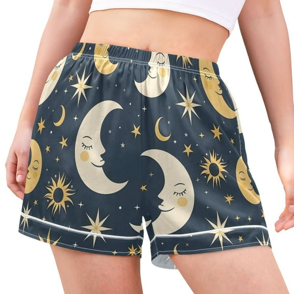 ALAZA Boho Moon and Star Women's Pajama Lounge Shorts Bottoms Sleep Short M