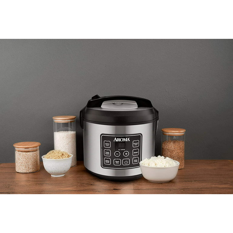 Aroma ARC-914SB 4-Cup Cool-Touch Rice Cooker, 8-11/16”H x 8-5/16”W x  8-11/16”D, Silver