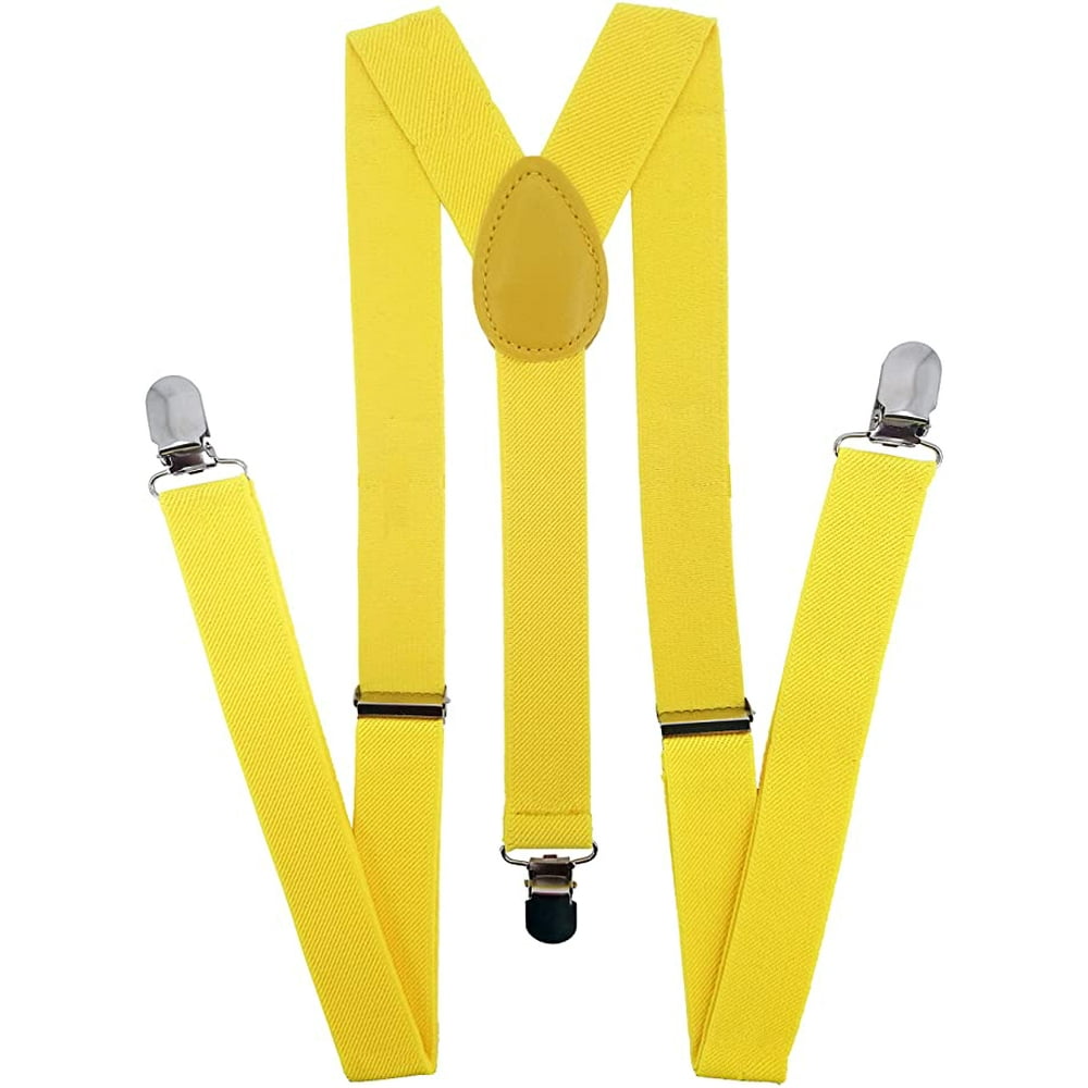 Coool YELLOW Mens Womens Adjustable Elastic Y Back Style Suspenders