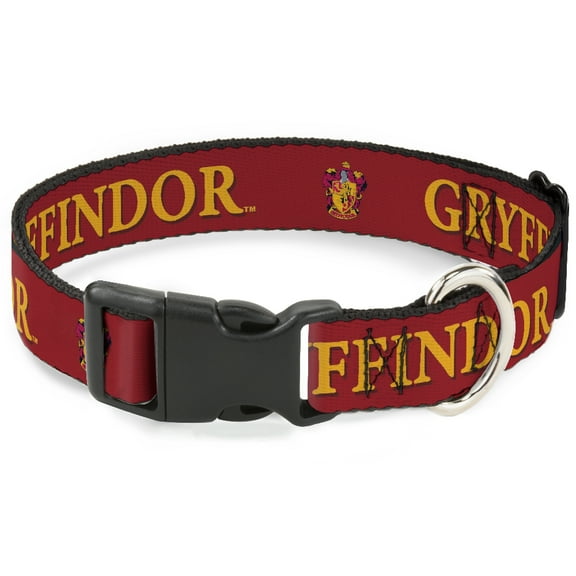 The Wizarding World of Harry Potter Pet Collar, Dog Collar Plastic Buckle, Harry Potter Gryffindor Crest Black Red, 7 to 8.5 Inches 0.5 Inch Wide