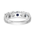 thumbnail image 5 of 14K White Gold Ring Band Gemstone Diamond Round Sapphire Blue, Size 6, 5 of 7