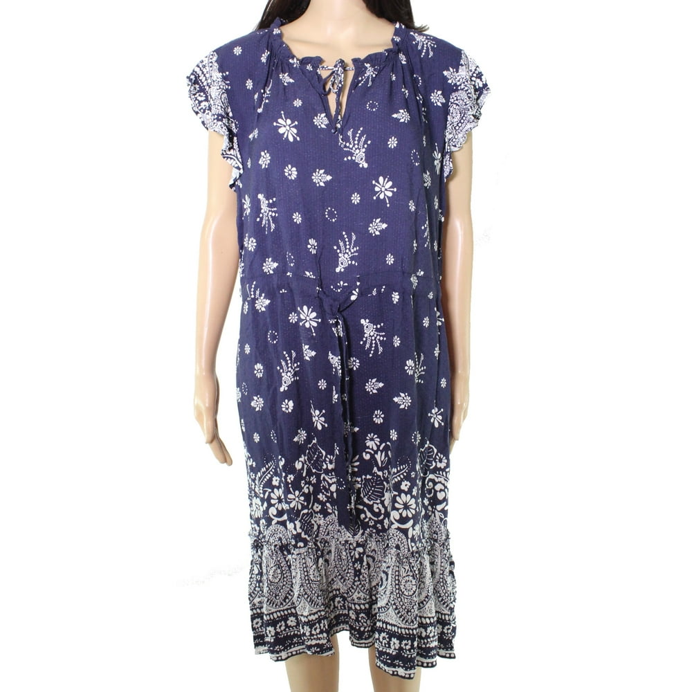 Ella Moon - Womens Dress Shift Floral Print Flounce Hem $79 XL ...