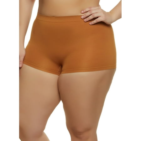 Womens Plus Size Basic Solid Seamless Boyshort Panty