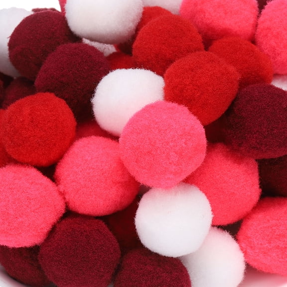 Fuzzy Pom Poms Balls, 108 Pcs 1 Inch/25 mm Mini PomPoms for Crafts Jewelry Making Red Series