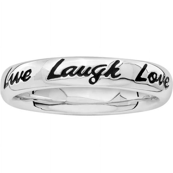 Sterling Silver Enamel Live Laugh Love Ring