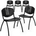 thumbnail image 2 of BizChair 5 Pack 880 lb. Capacity Black Plastic Stack Chair with Oval Cutout Back and Black Frame, 2 of 14