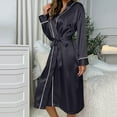 thumbnail image 5 of Zedker Women's Plus Size Satin Robes for Women Silk Bathrobe Loose Sleep Cardigans Robe Loungewear Sleepwear with Belt Black L, 5 of 6