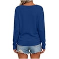 thumbnail image 6 of Vivianyo HD Women's Basic V Neck Solid Long Sleeve Tees, Fall Winter Soft Everyday Casual Pullover Top for Women, Women's Blue, Sizes S-2XL, 6 of 7