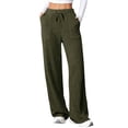 thumbnail image 2 of Womens Ribbed Wide Leg Lounge Pants with Pockets Comfy Loose Soft Knit Pants with Drawstring Green S, 2 of 10