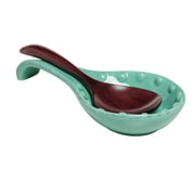 MyGift Decorative Turquoise Utensil Holder and Counter Top Ceramic Spoon Rest