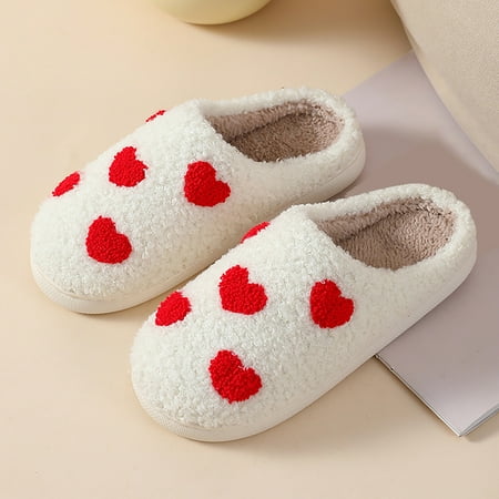 

Krdevn New Comfortable Home Cute Cartoon Love Shape Winter Cotton Slippers Women Couple Models Thick Bottom Warm Cotton Slippers -RD1 41
