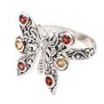 thumbnail image 4 of NOVICA Artisan Handmade Garnet Citrine Cocktail Ring Sterling .925 Sterling Silver Indonesia Gemstone Birthstone 'Pretty Butterfly in Red', 4 of 7