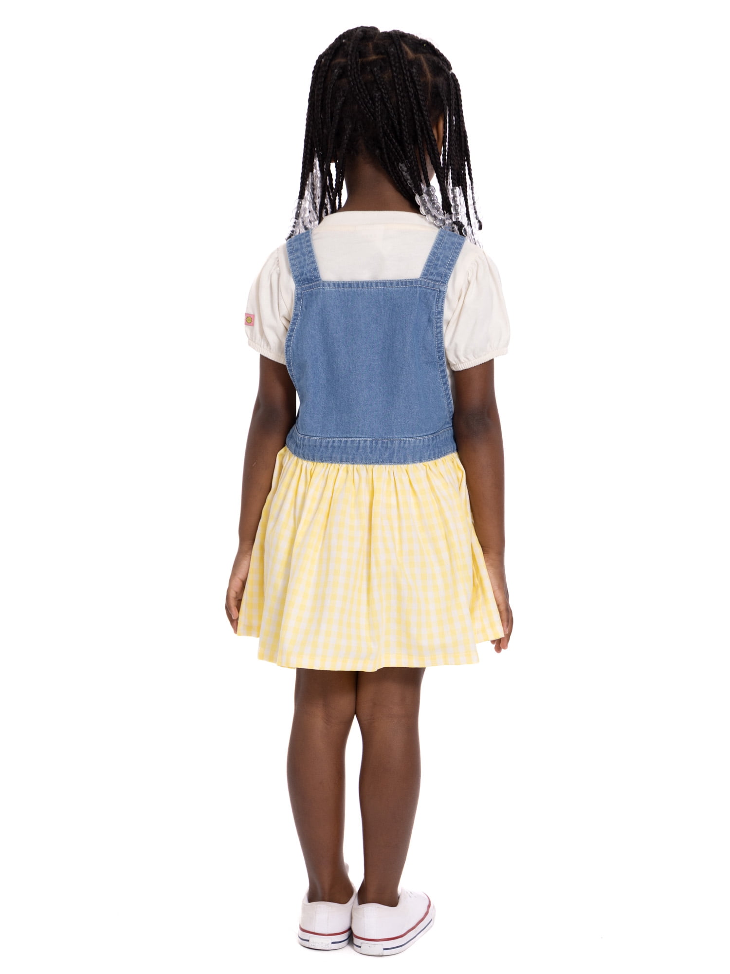 Minnie Mouse Toddler Girls Denim Gingham Skirtall and Puff Sleeve Tee Set, 2-Piece, Sizes 12M-5T