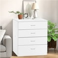 thumbnail image 2 of 4 Drawer Dresser, UHOMEPRO Modern Chest of Drawers for Bedroom, Night Stand Wood Storage Cabinet Dresser Organizer Unit with Handle for Living Room, Closet, Hallway, Small Space, White, 2 of 12