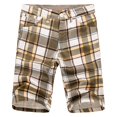 thumbnail image 1 of Aayomet Mens Shorts Color Overall Multi Pocket Button Self Wearing Belt Capri Pant Sport Short (Yellow, 32), 1 of 2