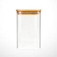 thumbnail image 4 of Square Glass Jar Grain Canister Sealed Food Storage Container for Loose Tea Coffee Bean (950ml), 4 of 9