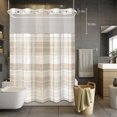 thumbnail image 6 of No Hook Shower Curtain and Liner Set, Beige Buffalo Plaid Washable Fabric Shower Curtains for Bathroom, Bathtub, Farmhouse Modern Checkered Waterproof Bathroom Curtains 48W x 72H, 6 of 9