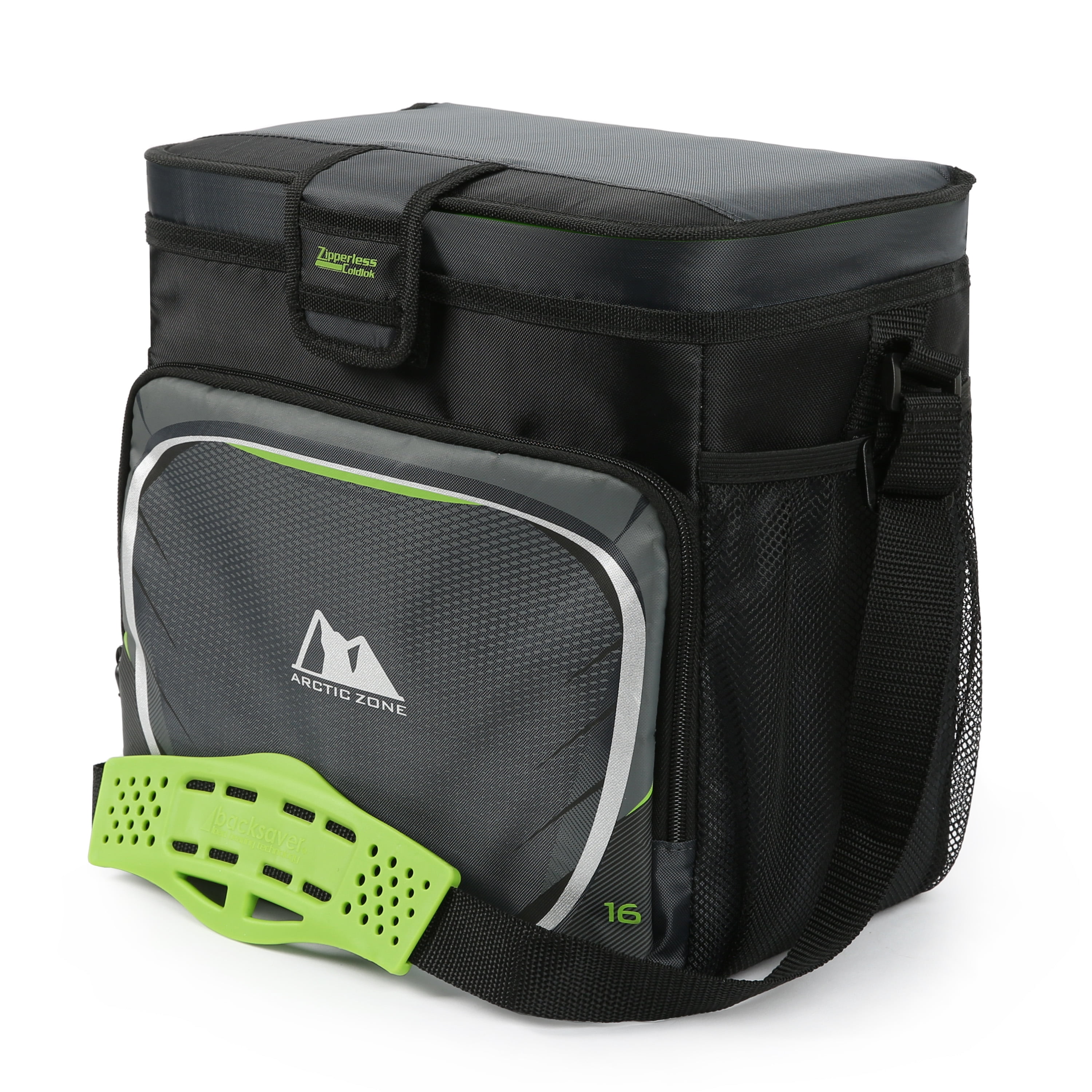 Arctic Zone 16 Can Zipperless Soft Sided Cooler with Hard Liner, Black and  Green - Walmart.com