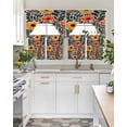 thumbnail image 4 of Orange Yellow Black Swag Curtains for Living Room/Bedroom Windows, Summer Leaf Botanical Tropical Kitchen Curtains and Valances Set 36 Inch Length, Light Filtering Swags Valance Curtain Panels, 4 of 5