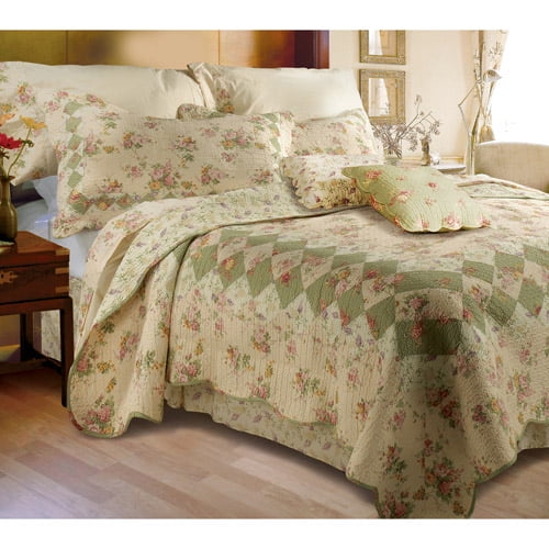 Global Trends Bloomfield Ivory Quilt Bedding Set - Walmart.com