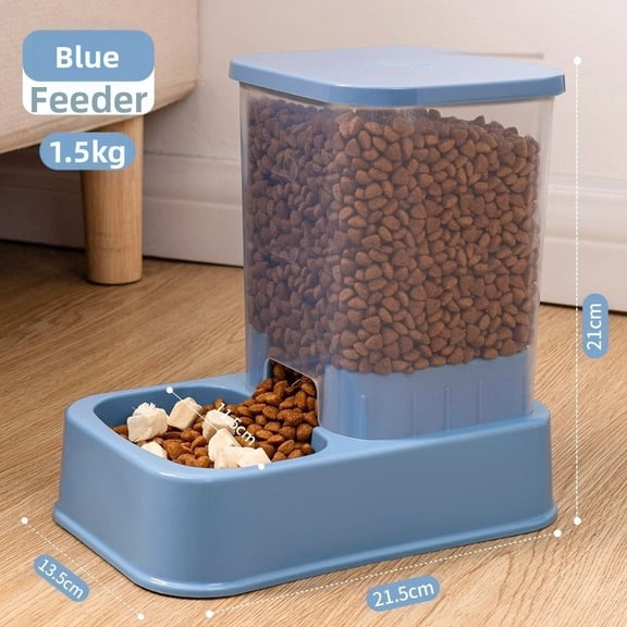 Automatic Pet Feeder and Water Dispenser Set, 1.5L Plastic Cat Dog Feeding Bowl with Large Capacity Design for Indoor Use