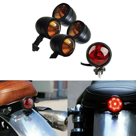 5Pcs/Set Motorcycle Turn Signals Rear Tail Lights Brake Stop Lamp for Cafe Racer Chopper