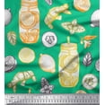 thumbnail image 1 of Soimoi polyester Crepe Fabric Lemon Slice Jar,Cucumber & Ginger Vegetable Decor Fabric Printed Yard 52 Inch Wide, 1 of 3