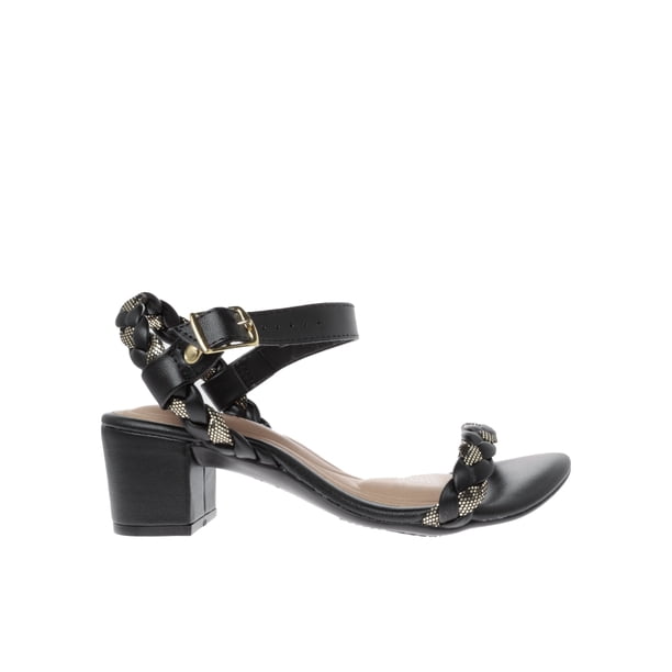 Sandalias Paulette color negro con cintas trenzadas y detalle brillante 22.0 Dorothy Gaynor Sandalias Paulette color negro con cintas trenzadas y detalle brillante 22.0
