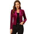 thumbnail image 1 of INSPIRE CHIC Chaqueta De Traje De Oficina De Negocios Con Solapa Y 1 Botón De Terciopelo Para Mujer borgoña L, 1 of 6