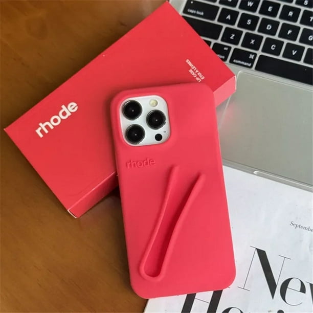 Rhode Case for iPhone 15 16 Pro Max 14 Plus 13 12 11 ProMax Lipstick Soft Silicone Portable Lip Gloss Holder Ins Hot Cover Funda Berry and Box No Lipstick